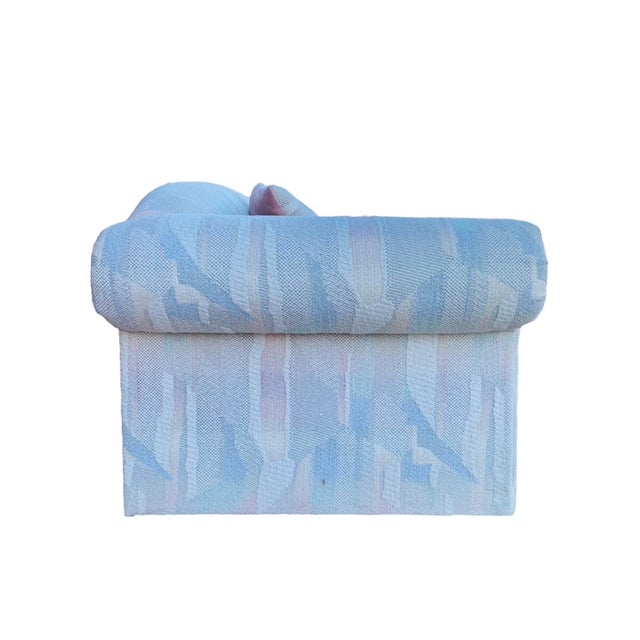 Light Pink 1990s Postmodern Parsons Style Pastel Rolled Arm Sofa For Sale - Image 8 of 12