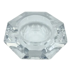 Vintage Val St. Lambert Clear Cut Crystal Octagonal Ashtray Trinket Dish