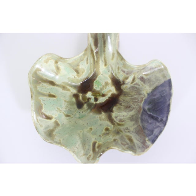 Vintage Sculptural Studio Pottery Footed Bowl Organic Ruffled Edge For Sale - Image 10 of 12