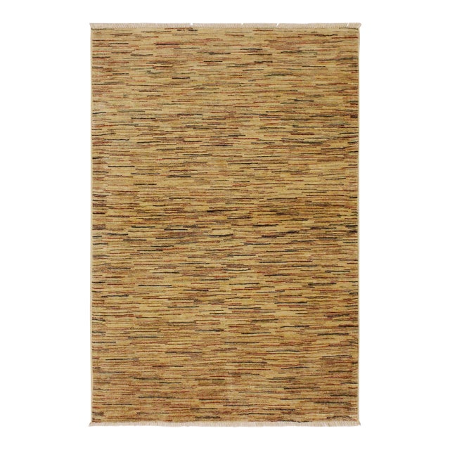 Shabby Chic Gabbeh Beige/Rust Wool Rug - 3'10'' X 5'9'' For Sale