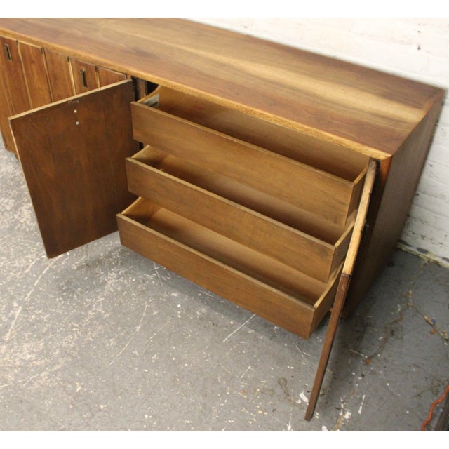 Brown Mid 20th Century Walnut Credenza From Broyhill's Modern Classic Collection For Sale - Image 8 of 18