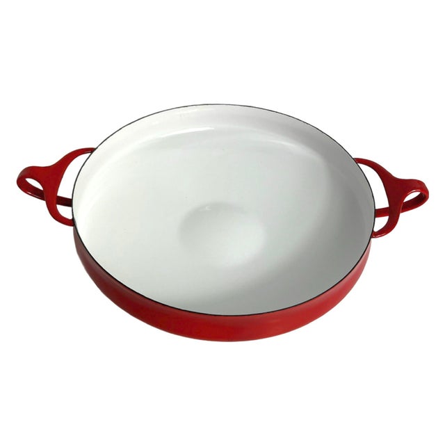 MidCentury Modern Dansk Kobenstyle Red Enamel Paella Pan, Jens