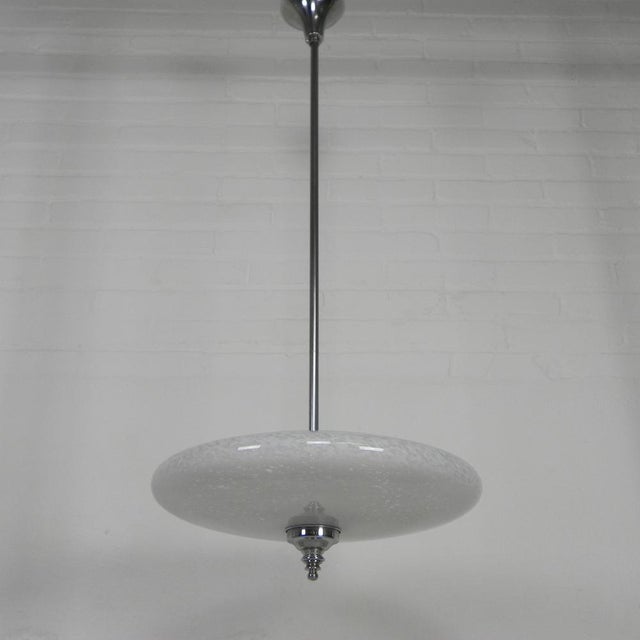 Art Deco Pendant Lamp with Cloudy Glass Bowl, 1930s For Sale - Image 12 of 18