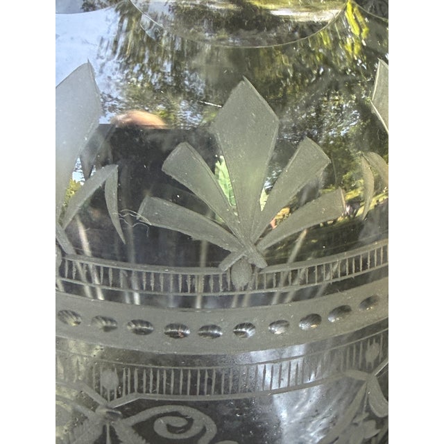 Glass Antique Etched Cut Crystal Decanter For Sale - Image 7 of 18