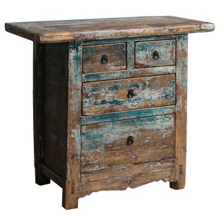 Distressed Blue Storage Chest For Sale