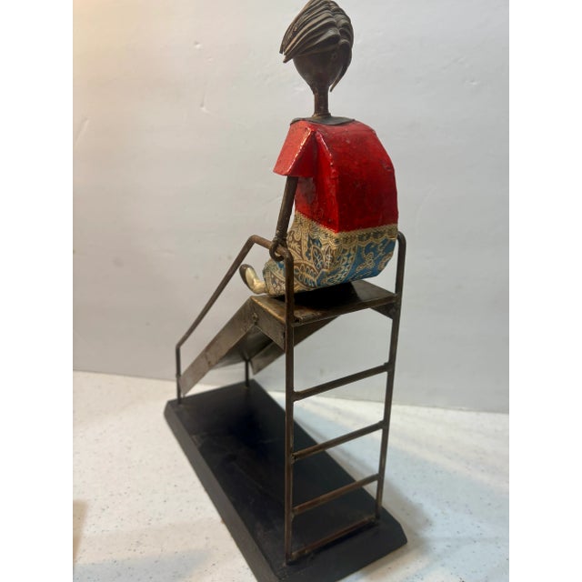 Contemporary Manuel Felguérez Metal Sculpture Girl on a Slide For Sale - Image 3 of 7