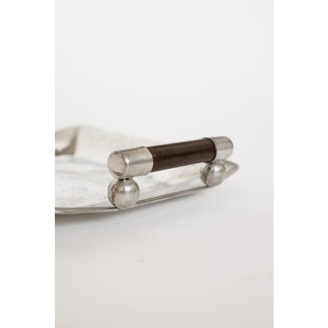 1970s Hammered Pewter Tray with Wooden Handles from Schohaus, 1970s For Sale - Image 5 of 10