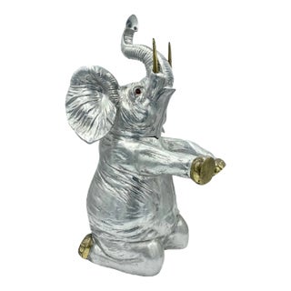 Vintage Arthur Court Elephant Ice Bucket Wine Cooler 1986 Barware For Sale