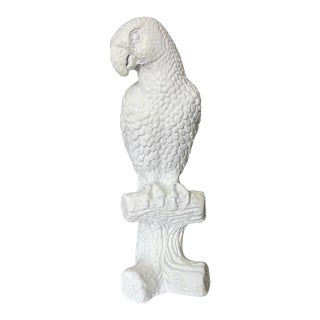 Palm Beach Regency Blanc De Chine White Parrot Statue Sculpture For Sale