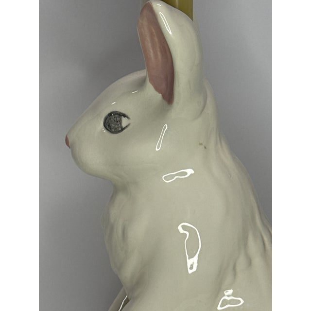 Ceramic 1990s Rabbit Table Lamp With Green Base For Sale - Image 7 of 13