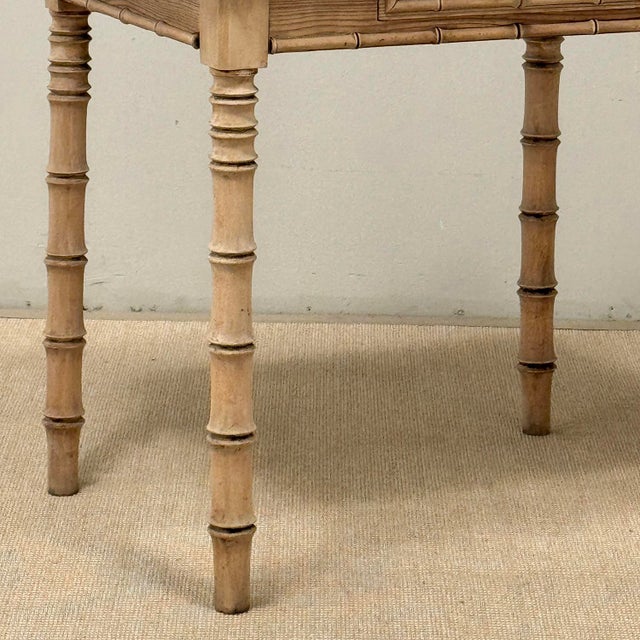19th Century French Stripped Pine Faux Bamboo End Table With Drawer For Sale - Image 10 of 18