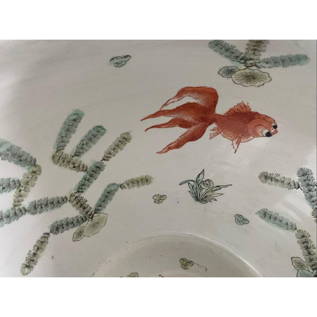 Vintage Floral Porcelain Fishbowl Planter Chinese Vase Koi Fish For Sale In Pittsburgh - Image 6 of 8