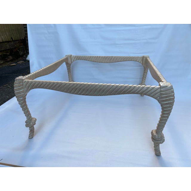 Carved Wood Rope Knot Marble Top Table For Sale - Image 6 of 12