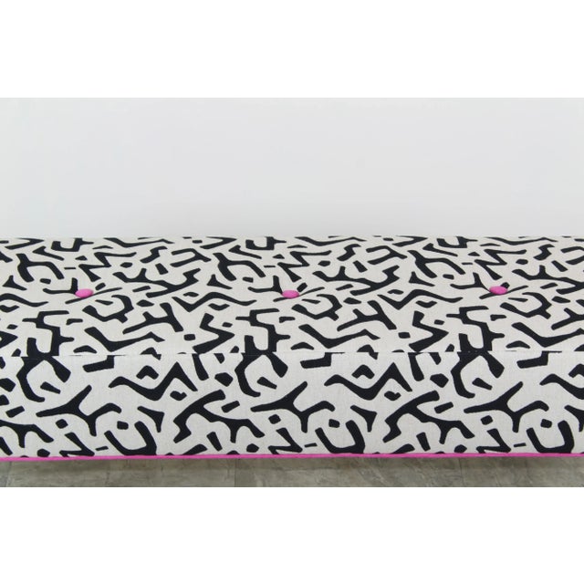 Black and White Linen Bench With Italian Style Metal Legs For Sale - Image 4 of 7