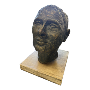 Bronzed Composite Female Head Sculpture Maker’ Mark, Attributed to Houston Artist Gena Haber