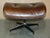 Set of Brown Leather Lounge Chair and Ottoman with Bentwood Frame For Sale - Image 15 of 18