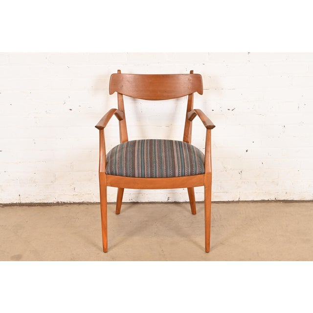 Mid-Century Modern Kipp Stewart for Drexel Declaration Sculpted Walnut Armchair For Sale - Image 3 of 10
