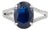 Early 21st Century 4.57Ct Blue Sapphire & Diamond Split Shank Ring Size 5.5 in 14k Gold For Sale