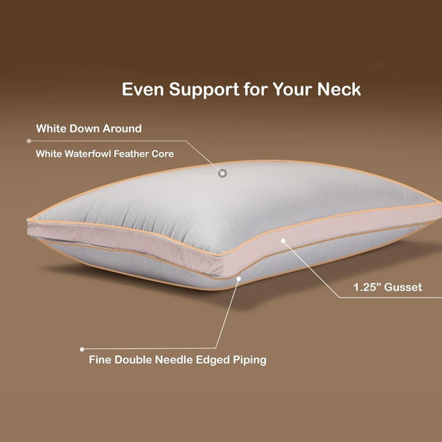Traditional Plush Firm White Duck Feather/ Down Pillow with Cotton Shell, King For Sale - Image 3 of 7