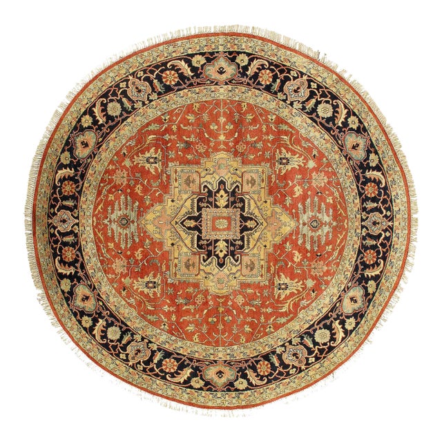 Pasargad DC Fine Hand Knotted Persian Serapi Design Round Rug For Sale