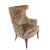 Beige Upholstered Wingback Chair W/ Scroll Arms For Sale - Image 8 of 12