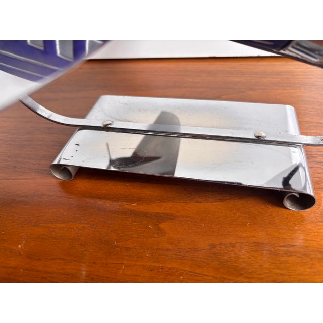 1930s 1930’s Art Deco Chrome and Glass Airplane Lamp For Sale - Image 5 of 11
