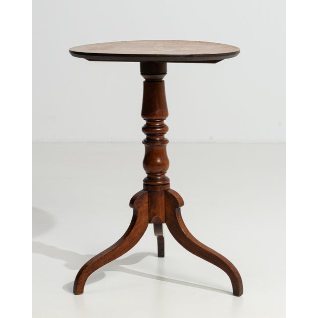 French Inlaid Wooden Side Table with Round Top, Circa 1900 For Sale - Image 9 of 13
