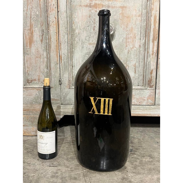 Glass Large Antique French Hand Blown and Painted Wine Bottle, Normandy, Circa 1880s For Sale - Image 7 of 7
