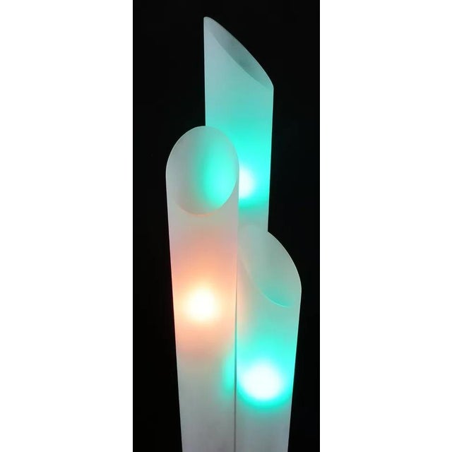 1950s Mid-Century Modern Large White Plexiglass Three Cylinder Floor Lamp Attributed to Paul Mayen For Sale - Image 5 of 9