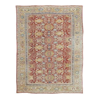 Antique Persian Sultanabad Rug in Rust Red With Floral Medallions - Rug & Kilim For Sale