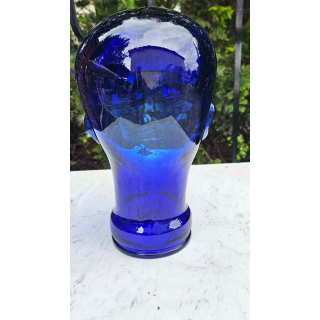 Mid-Century Modern German Navy Blue Glass Head, 1970s For Sale - Image 3 of 8