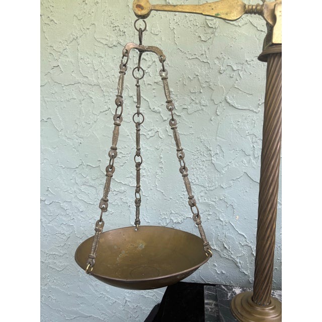 Mid 20th Century Large Italian Brass & Marble Decorative Balance Scale on Marble Base, 1950s For Sale - Image 5 of 12