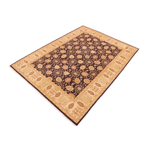 Shabby Chic Shabby Chic Oriental Ziegler Aubergine/Beige Wool Rug - 9'0'' X 12'0'' For Sale - Image 3 of 10