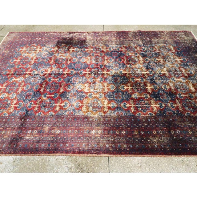 Galerie Shabab Collection Mid-20th Century Central Asian Silk Turkoman Tribal Accent Rug For Sale - Image 4 of 7