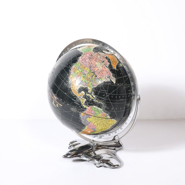 This captivating Art Deco aviation globe, crafted in America circa 1949, is a stunning fusion of functionality, sculpture,...