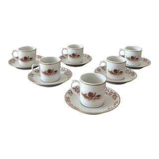 Mid 20th Century Vista Alegre Demitasse Cups and Saucers Set- 12 Pieces For Sale