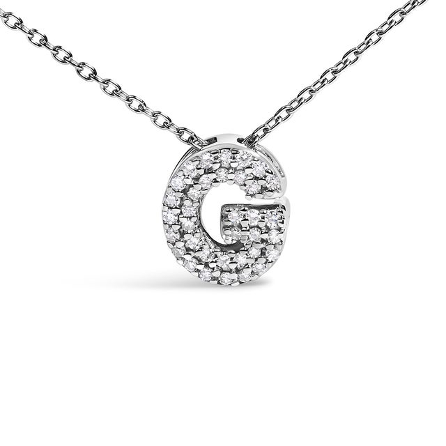Contemporary 10K White Gold Diamond Accent "G" Initial Bubble Pendant Necklace For Sale - Image 3 of 5