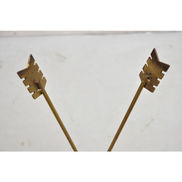 Contemporary Modern Directoire Regency Style Gold Metal Arrow Side Table Base - Pair For Sale - Image 10 of 11