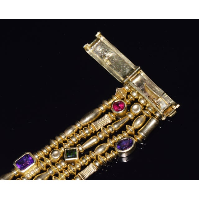 Early 21st Century Designer Seidengang Natural Tourmaline Amethst Garnet 18k Solid Gold Multi-Strand Beaded Bracelet For Sale - Image 5 of 14
