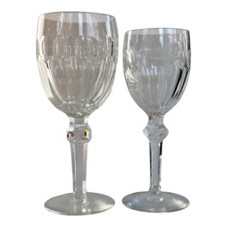 Late 20th Century Waterford Curraghmore Water & Wine Goblets - A Pair For Sale