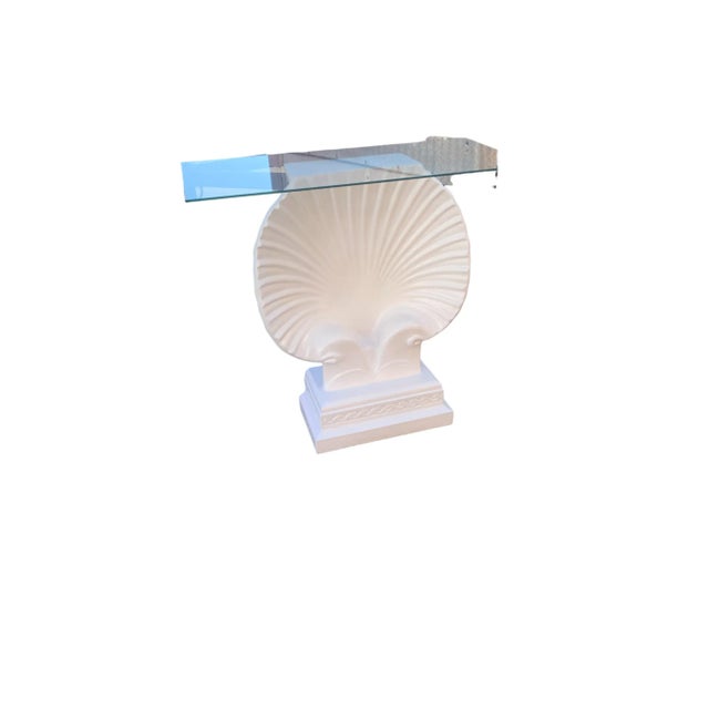 French Mid 20th Century Sea Shell Console Table in the Manner of Groult Gloss White For Sale - Image 3 of 8