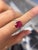 Round Rubellite Pink Tourmaline Diamond Three Stone 18 Karat White Gold Ring, Size 6.5 For Sale - Image 10 of 14