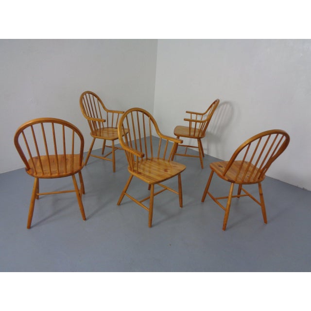 Danish Pine Chairs an Armchairs by Erik Ole Jørgensen for Tarm Stole Møbelfabrik, 1960s, Set of 5 For Sale - Image 3 of 18