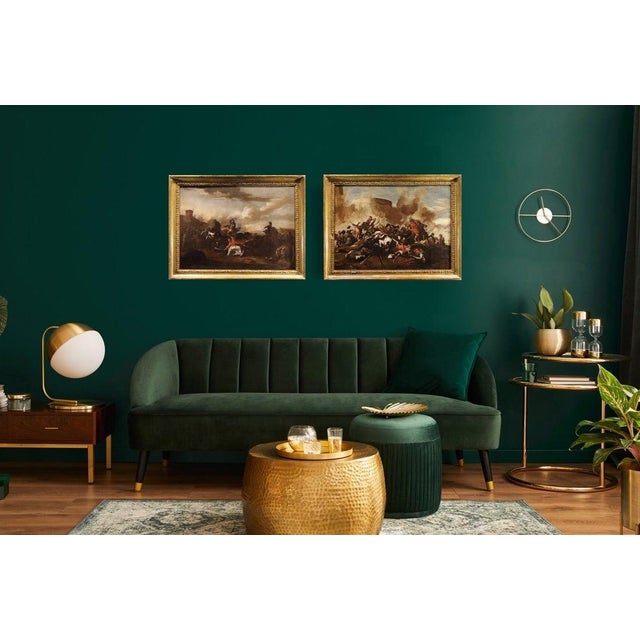 Jacques Courtois Il Borgognone, Battle Scenes, 1670, Oil on Canvases, Framed, Set of 2 For Sale - Image 14 of 16