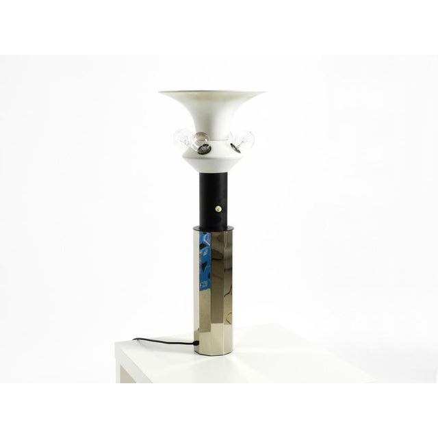 Mid-Century Modern Large Metal and Chrome Decagonal Table Lamp, 1960s For Sale - Image 3 of 18
