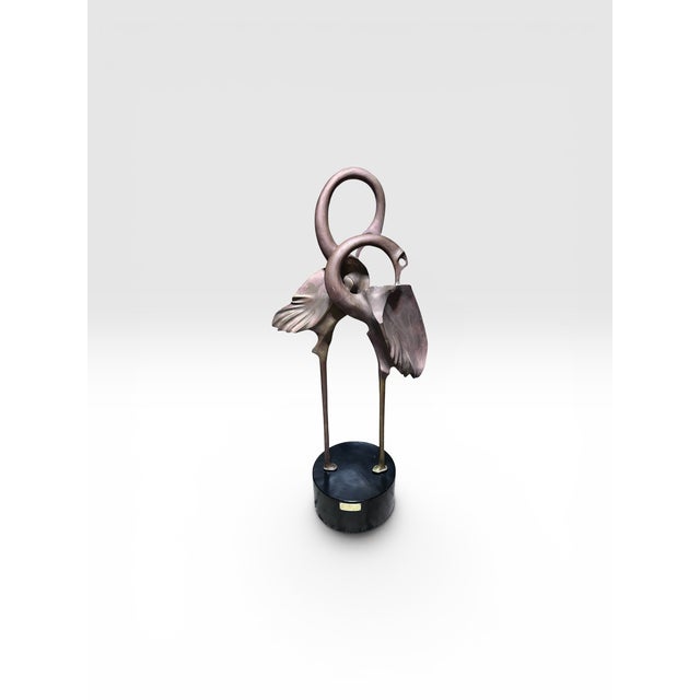1980s Monumental Signed Somchai Hattakitkosol Bronze Flamingo Sculpture, 56” High For Sale - Image 14 of 15