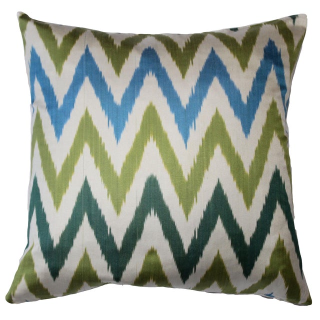 Textile Contemporary Silk Ikat Bohemian Throw Pillow For Sale - Image 7 of 7