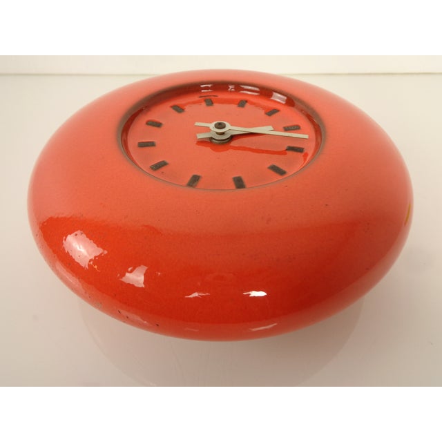 Ceramic Orange Pop Art Ceramic Wall Clock, 1970s For Sale - Image 7 of 16