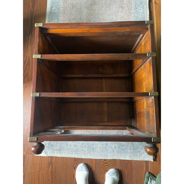 Mid 20th Century Solid Wood Campaign 3-Drawer Dresser / Bedside Table / End Table - Set of 2 For Sale In New York - Image 6 of 17