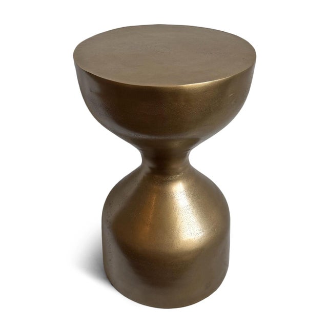 Brass Finish Modern Hourglass Side Table For Sale In Los Angeles - Image 6 of 9